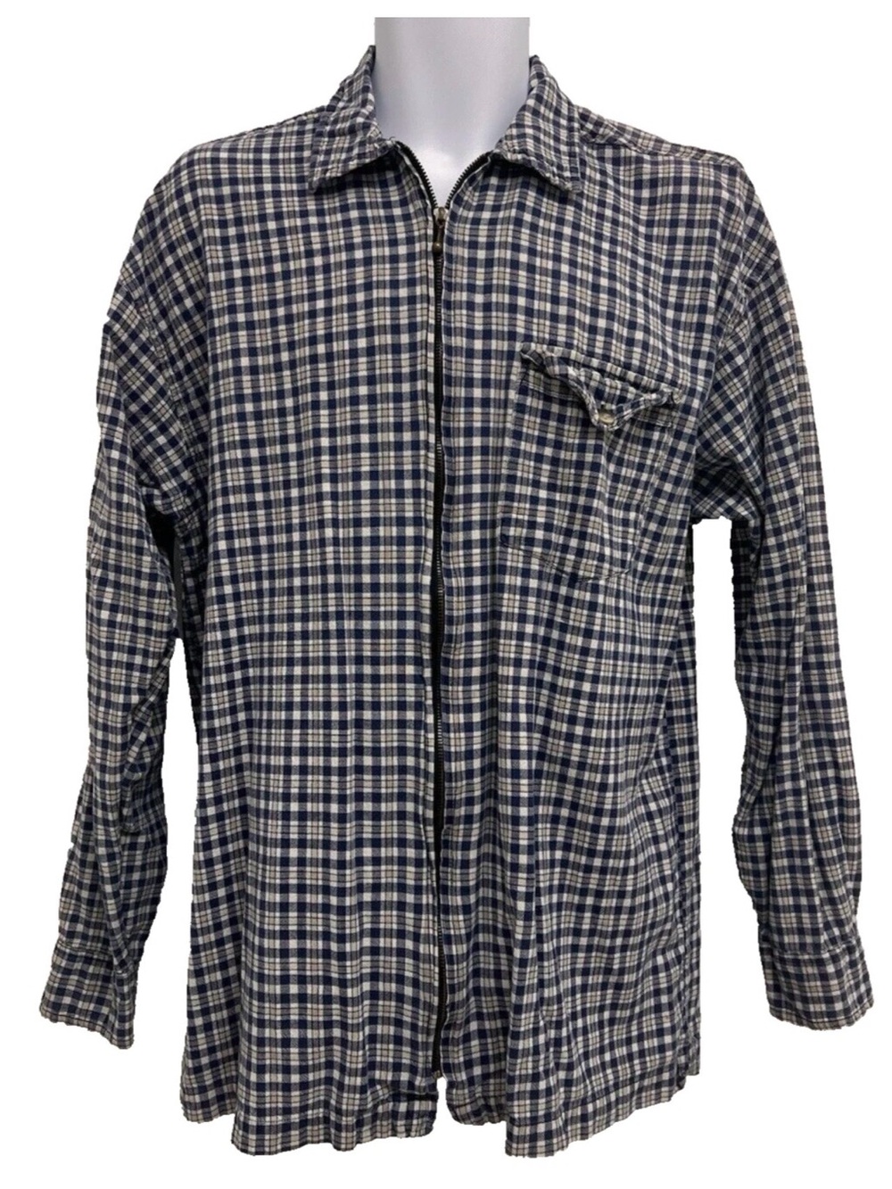 American Outpost Men's Zip-Front Plaid Shirt Size Large